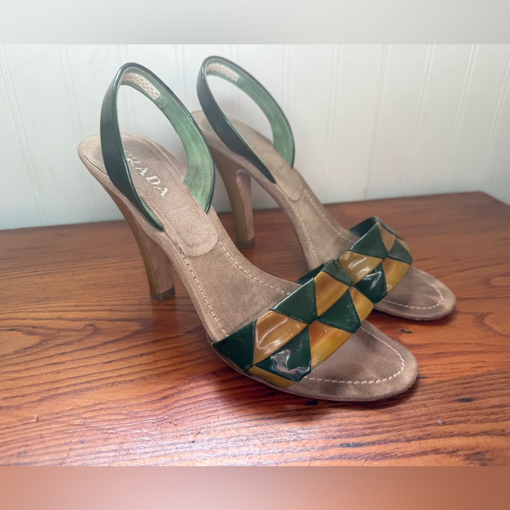 Vintage Prada Patent Leather Slingback Heels - image 1